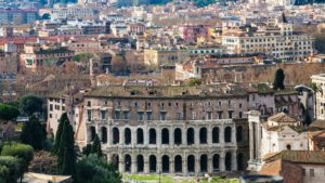 Rome city with ancient Theatre of Marcellus